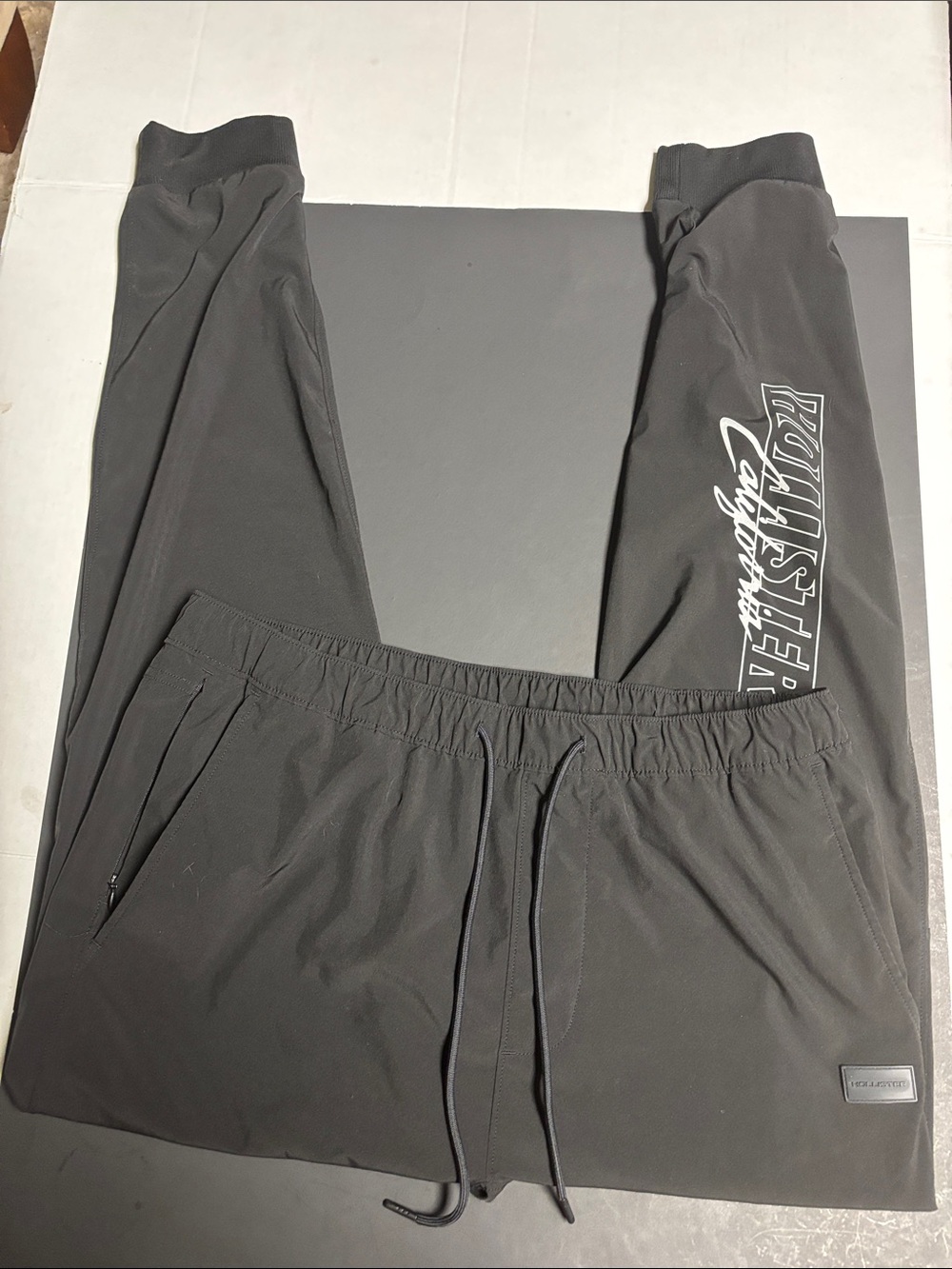 Hollister Men's Dark Gray Athletic Joggers with Logo